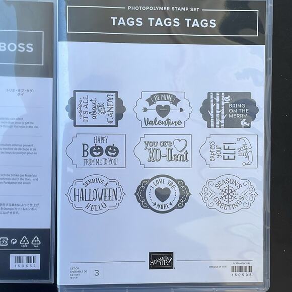 Stampin' Up! Tags Tags Tags Stamps with Trio of Tags Dies NEVER USED - Picture 2 of 4